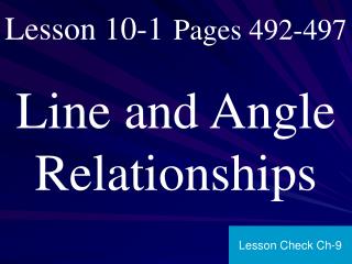 Lesson 10-1 Pages 492-497
