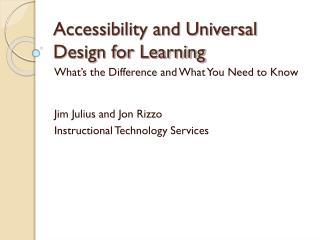 Accessibility and Universal Design for Learning