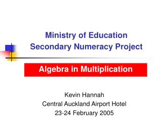 Ministry of Education Secondary Numeracy Project