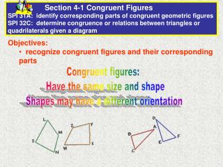 Objectives: recognize congruent figures and their corresponding parts