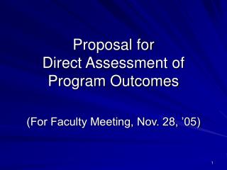 Proposal for Direct Assessment of Program Outcomes