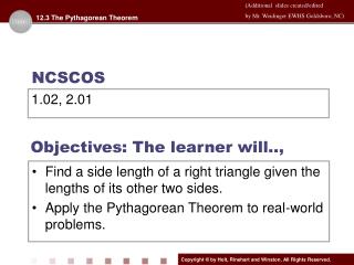 Objectives: The learner will..,