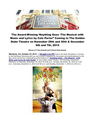 The Award-Winning Anything Goes -The Musical with Music