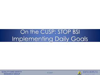 On the CUSP: STOP BSI Implementing Daily Goals