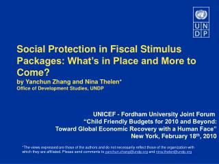 Social Protection in Fiscal Stimulus Packages: What’s in Place and More to Come?