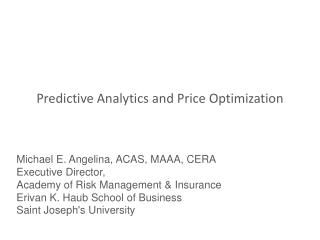 Predictive Analytics and Price Optimization
