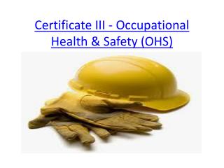 Certificate III - Occupational Health & Safety (OHS)