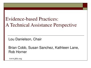 Evidence-based Practices: A Technical Assistance Perspective