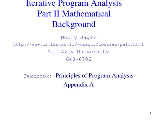 Iterative Program Analysis Part II Mathematical Background
