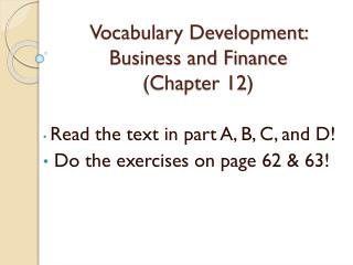 Vocabulary Development: Business and Finance (Chapter 12)