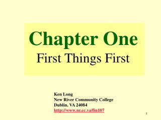 Chapter One First Things First