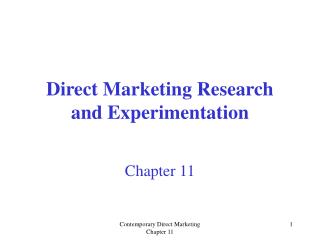 Direct Marketing Research and Experimentation