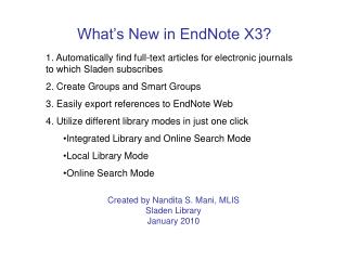What’s New in EndNote X3?