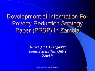 Development of Information For Poverty Reduction Strategy Paper (PRSP) In Zambia