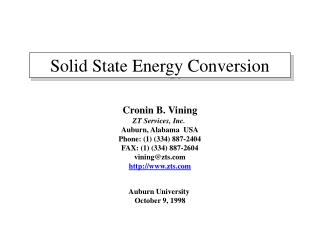 Solid State Energy Conversion
