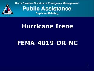 Hurricane Irene FEMA-4019-DR-NC