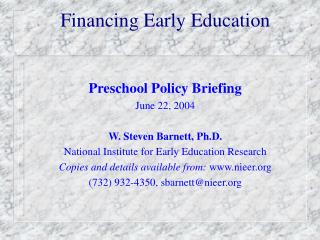 Financing Early Education