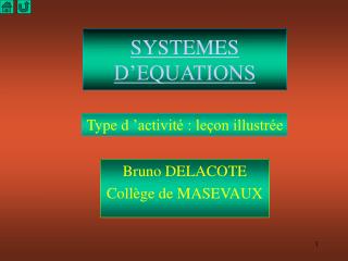 SYSTEMES D’EQUATIONS