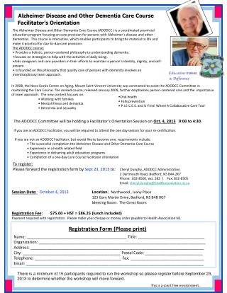 Alzheimer Disease and Other Dementia Care Course