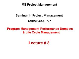 Seminar In Project Management Course Code - 707