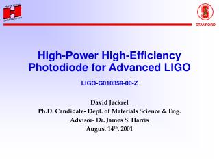 High-Power High-Efficiency Photodiode for Advanced LIGO LIGO-G010359-00-Z