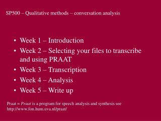 SP500 – Qualitative methods – conversation analysis