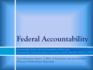 Federal Accountability