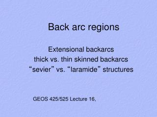 Back arc regions