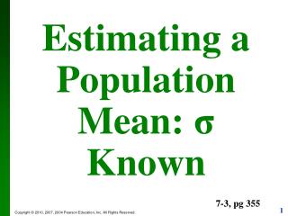 Estimating a Population Mean: σ Known