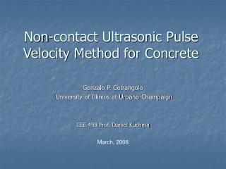 Non-contact Ultrasonic Pulse Velocity Method for Concrete