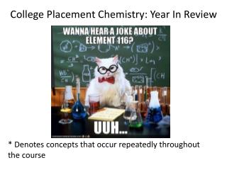 College Placement Chemistry: Year In Review