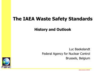 The IAEA Waste Safety Standards History and Outlook