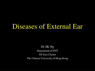 Diseases of External Ear