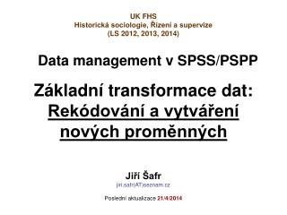 Data management v SPSS/PSPP