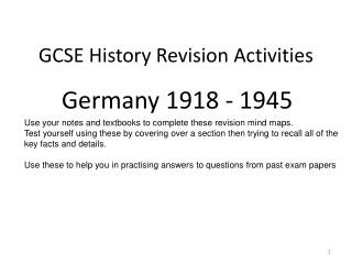 GCSE History Revision Activities