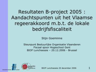Stijn Goeminne Steunpunt Bestuurlijke Organisatie Vlaanderen Fiscaal spoor Hogeschool Gent