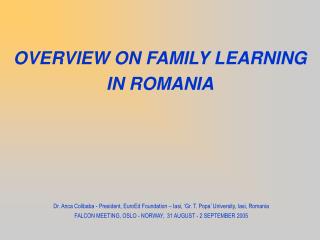 OVERVIEW ON FAMILY LEARNING IN ROMANIA
