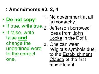 : Amendments #2, 3, 4