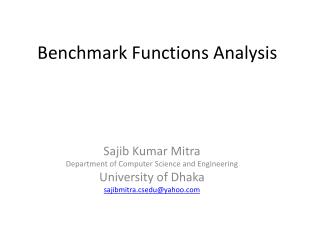 Benchmark Functions Analysis