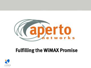 Fulfilling the WiMAX Promise