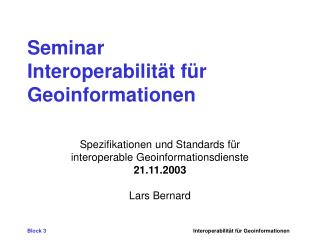 Seminar Interoperabilität für Geoinformationen
