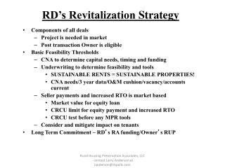 RD’s Revitalization Strategy