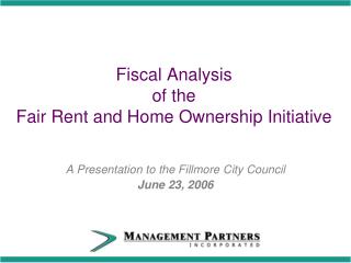 Fiscal Analysis of the Fair Rent and Home Ownership Initiative