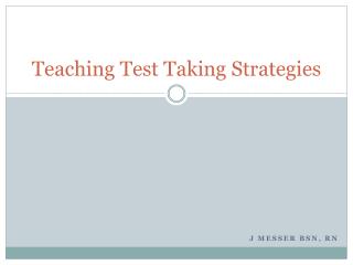 Teaching Test Taking Strategies