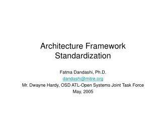 Architecture Framework Standardization