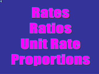 Rates Ratios Unit Rate Proportions