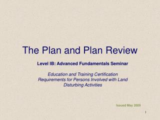 The Plan and Plan Review