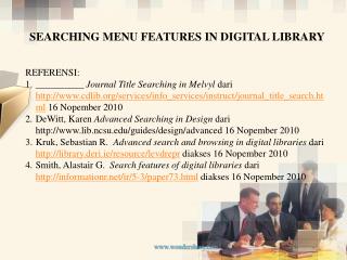 SEARCHING MENU FEATURES IN DIGITAL LIBRARY