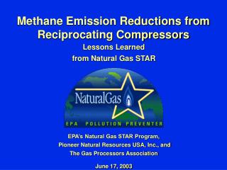 Methane Emission Reductions from Reciprocating Compressors