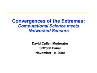 Convergences of the Extremes: Computational Science meets Networked Sensors